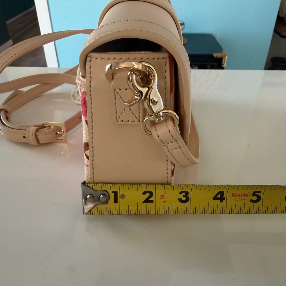 NWT Spartina 449 Beige Leather & Floral Crossbody - Picture 5 of 13